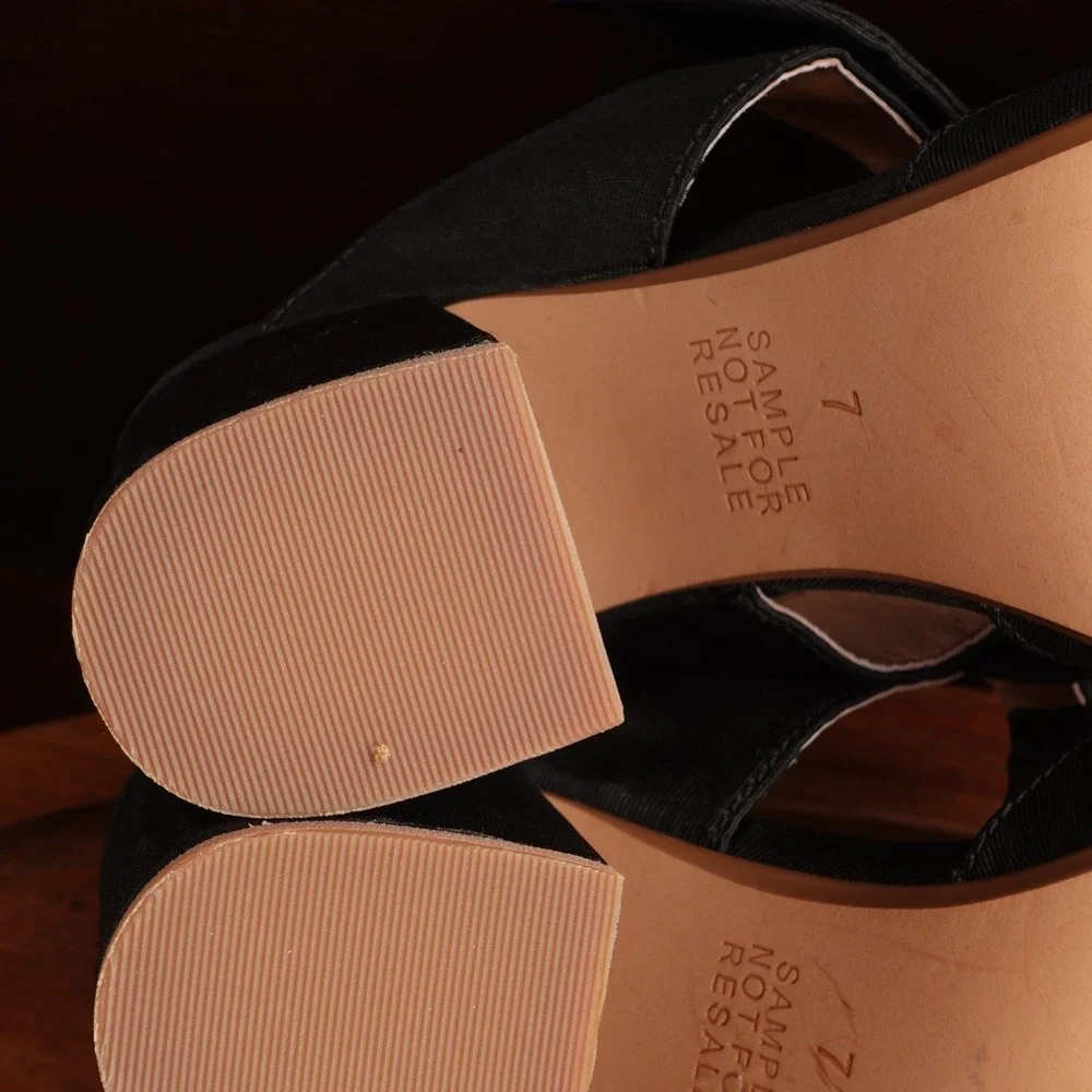 Madewell Heels Womens SZ 7 BLK Zoe Bow Mule Preppy Feminine Neutral Casual Shoes
